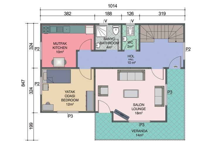 4+1 Çift Katlı Prefabrik Ev 142 m2