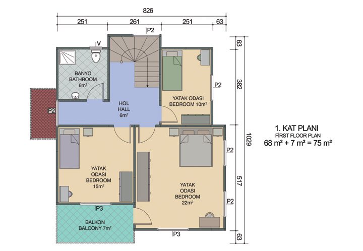4+1 Çift Katlı Prefabrik Ev 150 m2