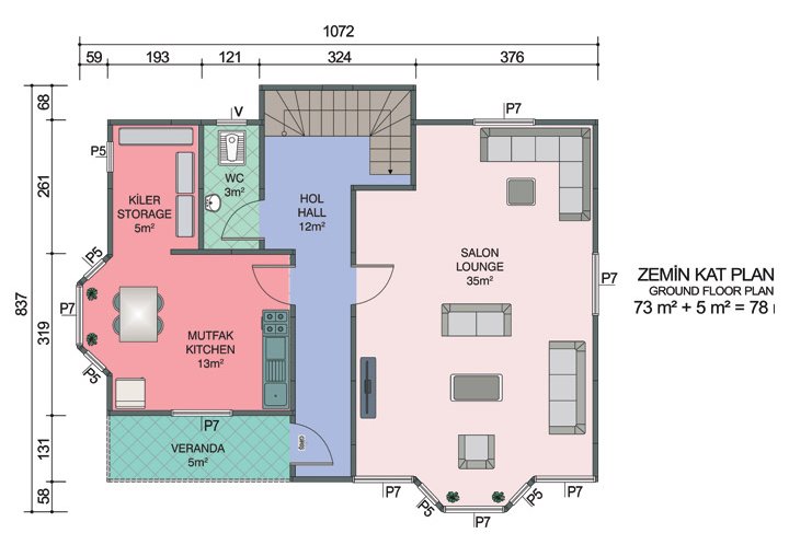 3+1 Çift Katlı Prefabrik Ev 155 m2