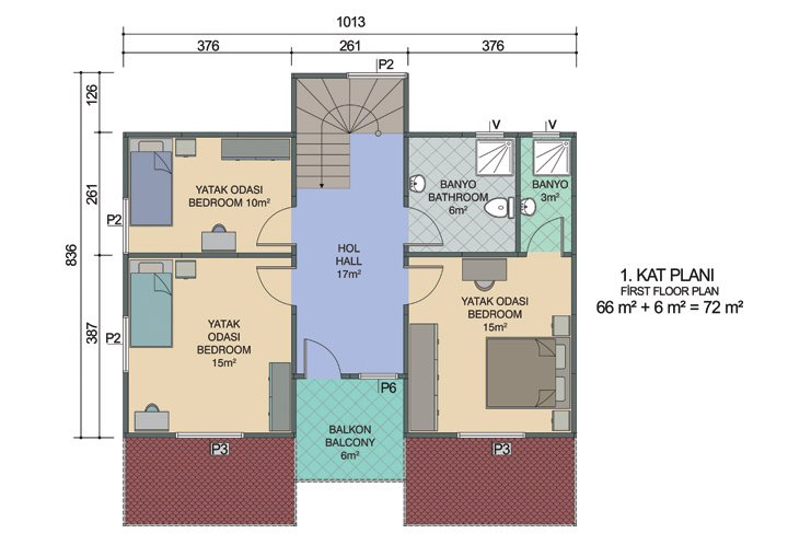 4+1 Çift Katlı Prefabrik Ev 158 m2
